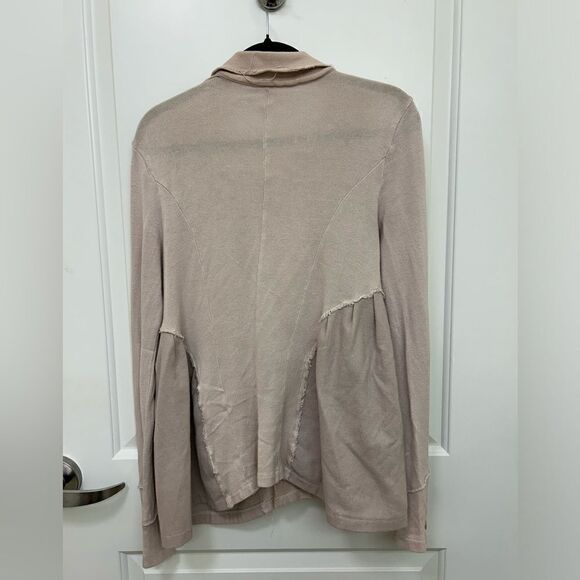 Free People distressed double breasted jacket cream blush size M BIN M - Picture 2 of 9